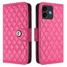 For Cubot Note 40 Rhombic Texture Flip Leather Phone Case with Lanyard(Rose Red) - 2