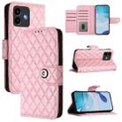 For Cubot Note 40 Rhombic Texture Flip Leather Phone Case with Lanyard(Pink) - 1