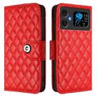 For Cubot A20 Rhombic Texture Flip Leather Phone Case with Lanyard(Red) - 2