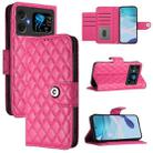 For Cubot A20 Rhombic Texture Flip Leather Phone Case with Lanyard(Rose Red) - 1