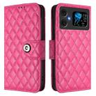 For Cubot A20 Rhombic Texture Flip Leather Phone Case with Lanyard(Rose Red) - 2