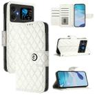 For Cubot A20 Rhombic Texture Flip Leather Phone Case with Lanyard(White) - 1