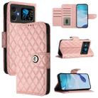 For Cubot A20 Rhombic Texture Flip Leather Phone Case with Lanyard(Coral Pink) - 1