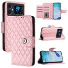 For Cubot A20 Rhombic Texture Flip Leather Phone Case with Lanyard(Pink) - 1