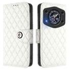 For Cubot A30 Rhombic Texture Flip Leather Phone Case with Lanyard(White) - 2