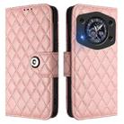 For Cubot A30 Rhombic Texture Flip Leather Phone Case with Lanyard(Coral Pink) - 2