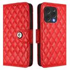 For Doogee N55 Plus Rhombic Texture Flip Leather Phone Case with Lanyard(Red) - 2