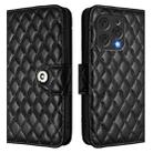 For Doogee N55 Plus Rhombic Texture Flip Leather Phone Case with Lanyard(Black) - 2