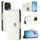 For Doogee N55 Plus Rhombic Texture Flip Leather Phone Case with Lanyard(White) - 1