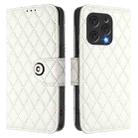 For Doogee N55 Plus Rhombic Texture Flip Leather Phone Case with Lanyard(White) - 2