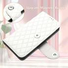 For Doogee N55 Plus Rhombic Texture Flip Leather Phone Case with Lanyard(White) - 3