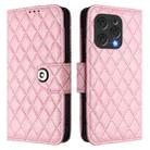 For Doogee N55 Plus Rhombic Texture Flip Leather Phone Case with Lanyard(Pink) - 2