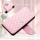 For Doogee N55 Plus Rhombic Texture Flip Leather Phone Case with Lanyard(Pink) - 3