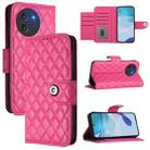 For Doogee Note 59 5G / Note 59 Pro Rhombic Texture Flip Leather Phone Case with Lanyard(Rose Red) - 1