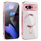 For Google Pixel 9 CD Texture Plating TPU MagSafe Phone Case(Pink) - 1