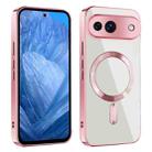 For Google Pixel 8a CD Texture Plating TPU MagSafe Phone Case(Pink) - 1