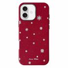 For iPhone 16 Christmas Series Frosted PC Hybrid TPU Leather Phone Case(Snowflakes) - 1