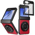 For Samsung Galaxy Z Flip6 Gold Medal Rotating Folding Series Ring Holder Phone Case(Red) - 1