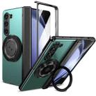 For Samsung Galaxy Z Fold5 Gold Medal Rotating Folding Series Ring Holder Phone Case(Royal Blue) - 1