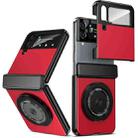 For Samsung Galaxy Z Flip4 Gold Medal Rotating Folding Series Ring Holder Phone Case(Red) - 1