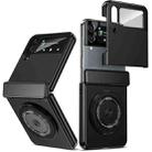 For Samsung Galaxy Z Flip3 Gold Medal Rotating Folding Series Ring Holder Phone Case(Black) - 1