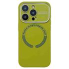 For iPhone 16 Pro Max Large Window Acrylic Glass Lens MagSafe Silicone Phone Case(Willow Green) - 1