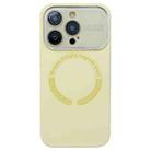 For iPhone 16 Pro Max Large Window Acrylic Glass Lens MagSafe Silicone Phone Case(Cream Yellow) - 1