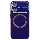 For iPhone 16 Plus Large Window Acrylic Glass Lens MagSafe Silicone Phone Case(Dark Purple) - 1