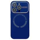 For iPhone 15 Pro Max Large Window Acrylic Glass Lens MagSafe Silicone Phone Case(Navy Blue) - 1