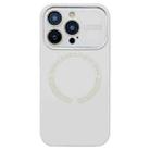 For iPhone 13 Pro Max Large Window Acrylic Glass Lens MagSafe Silicone Phone Case(Antique White) - 1