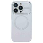 For iPhone 13 Pro Max Large Window Acrylic Glass Lens MagSafe Silicone Phone Case(White) - 1