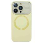 For iPhone 13 Pro Max Large Window Acrylic Glass Lens MagSafe Silicone Phone Case(Cream Yellow) - 1