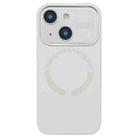 For iPhone 13 Large Window Acrylic Glass Lens MagSafe Silicone Phone Case(Antique White) - 1