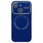 For iPhone 13 Large Window Acrylic Glass Lens MagSafe Silicone Phone Case(Navy Blue) - 1