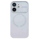 For iPhone 12 Large Window Acrylic Glass Lens MagSafe Silicone Phone Case(White) - 1