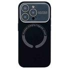 For iPhone 12 Pro Max Large Window Acrylic Glass Lens MagSafe Silicone Phone Case(Black) - 1