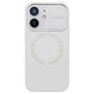 For iPhone 11 Large Window Acrylic Glass Lens MagSafe Silicone Phone Case(Antique White) - 1