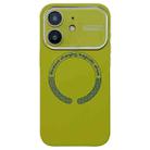 For iPhone 11 Large Window Acrylic Glass Lens MagSafe Silicone Phone Case(Willow Green) - 1
