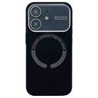 For iPhone 11 Large Window Acrylic Glass Lens MagSafe Silicone Phone Case(Black) - 1