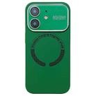 For iPhone 11 Large Window Acrylic Glass Lens MagSafe Silicone Phone Case(Dark Green) - 1