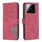 For Xiaomi 15 Magnetic Buckle Rhombus Texture Leather Phone Case(Red) - 1