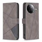 For Xiaomi Poco F7 Pro / F7 Ultra Magnetic Buckle Rhombus Texture Leather Phone Case(Grey) - 1