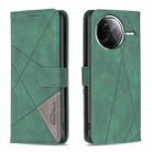 For Xiaomi Poco F7 Pro / F7 Ultra Magnetic Buckle Rhombus Texture Leather Phone Case(Green) - 1