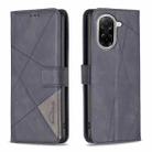 For Xiaomi Poco C71 Magnetic Buckle Rhombus Texture Leather Phone Case(Black) - 1