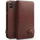 For iPhone X / XS QIALINO Crazy Horse Business Horizontal Flip Leather Case with Holder & Card Slots, Style:With Buckle(Brown) - 1