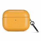 For AirPods 4 Gloss Oil PU Leather Wireless Bluetooth Earphone Protective Case(Yellow) - 1