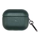 For AirPods 4 Gloss Oil PU Leather Wireless Bluetooth Earphone Protective Case(Dark Green) - 1