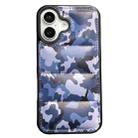 For iPhone 16 Plus Camouflage Eiderdown Airbag Phone Case(Blue-A) - 1