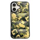 For iPhone 16 Plus Camouflage Eiderdown Airbag Phone Case(Green-A) - 1