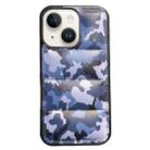 For iPhone 15 Plus Camouflage Eiderdown Airbag Phone Case(Blue-A) - 1